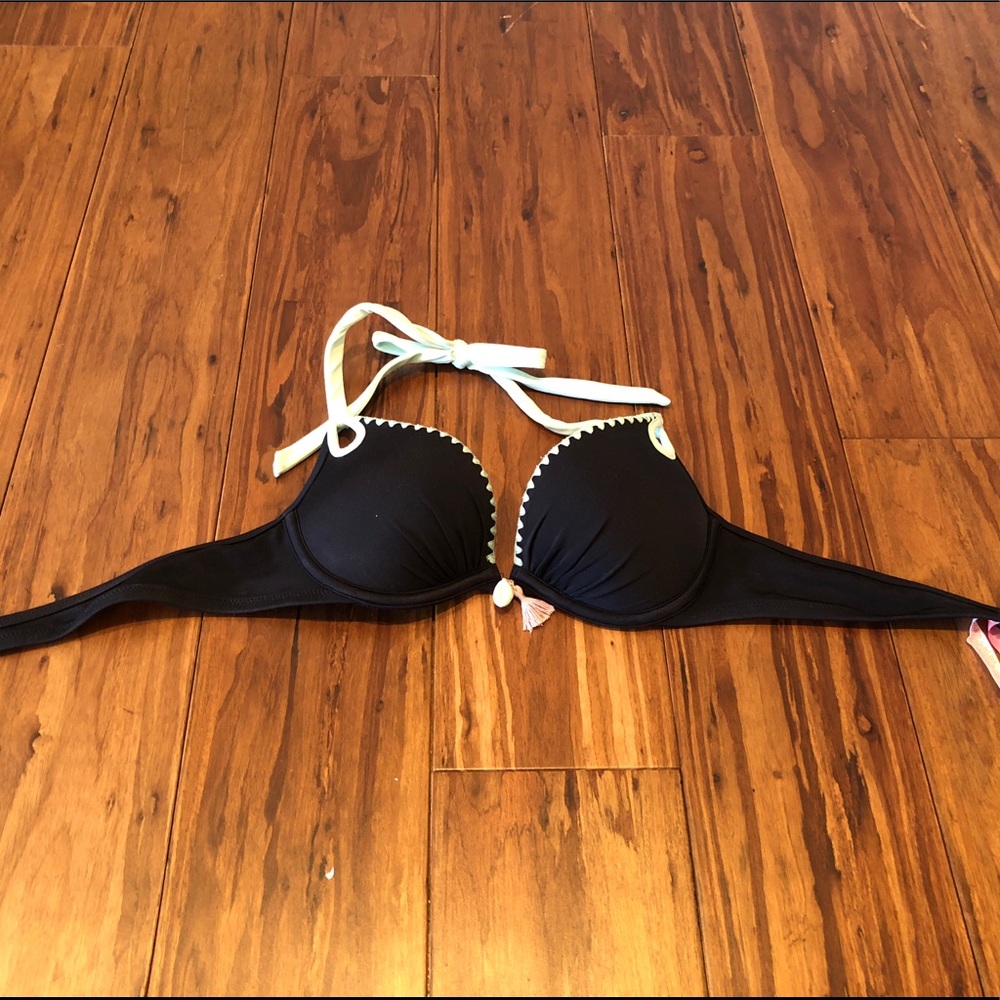 VS add-2-cups black halter bikini top